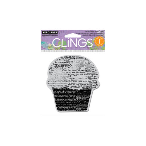 Hero Arts - Clings - Repositionable Rubber Stamps - Newspaper Cupcake