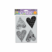 Hero Arts - Clings - Repositionable Rubber Stamps - Four Hearts