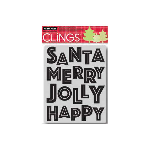 Hero Arts - Clings - Christmas - Repositionable Rubber Stamps - Happy