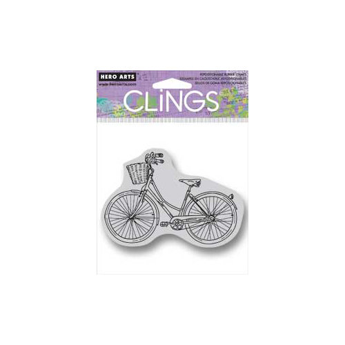 Hero Arts - Clings - Repositionable Rubber Stamps - Bike with Basket