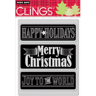 Hero Arts - Clings - Christmas - Repositionable Rubber Stamps - Chalkboard Messages