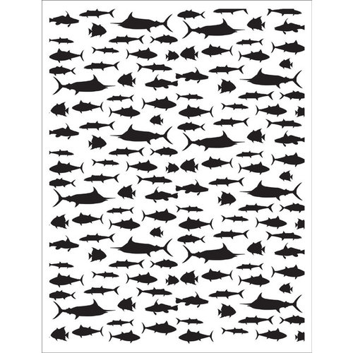 Hero Arts - BasicGrey - Adrift Collection - Repositionable Rubber Stamps - Fish Background