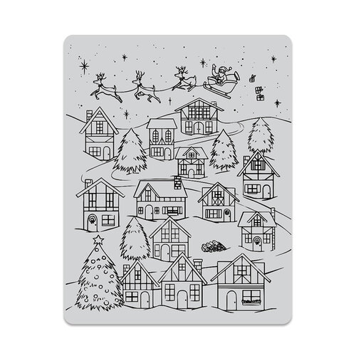 Hero Arts - Christmas - Repositionable Rubber Stamps - Winter Village Peek-A-Boo