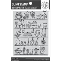 Hero Arts - Clings - Repositionable Rubber Stamps - Kitchen Shelf Background