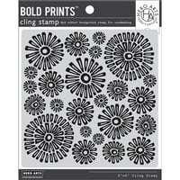 image of Hero Arts - Clings - Repositionable Rubber Stamps - Sunburst Flowers Bold Prints