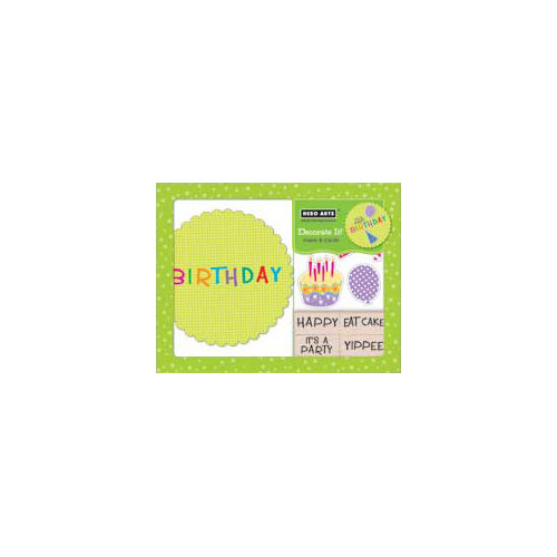Hero Arts - Decorate It - Wood Mounted Stamp and Card Set - Birthday