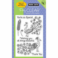 Hero Arts - Poly Clear - Clear Acrylic Stamps - Beautiful Peacocks