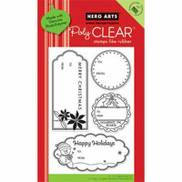 Hero Arts - Poly Clear - Christmas - Clear Acrylic Stamps - Happy Holiday Tags
