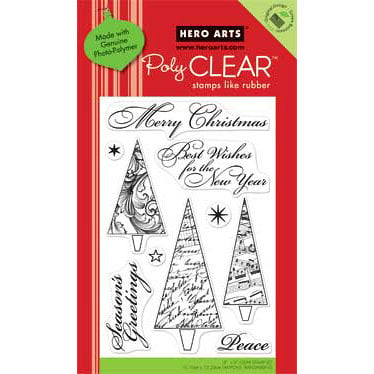 Hero Arts - Poly Clear - Christmas - Clear Acrylic Stamps - Merry Christmas Trees