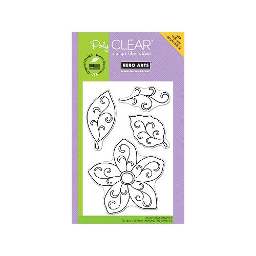 Hero Arts - Poly Clear - Clear Acrylic Stamps - Flourish Leaves and Flower