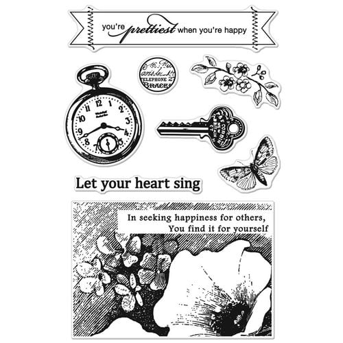Hero Arts - BasicGrey - Serenade Collection - Poly Clear - Clear Acrylic Stamps - Pocket Watch