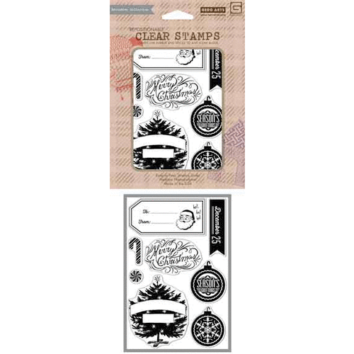 Hero Arts - BasicGrey - 25th and Pine Collection - Poly Clear - Clear Acrylic Stamps - Merry Christmas
