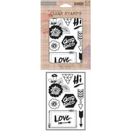 Hero Arts - BasicGrey - Highline Collection - Clear Acrylic Stamps - Good Times