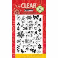 Hero Arts - Poly Clear - Christmas - Clear Acrylic Stamps - Holiday Petals and Leaves