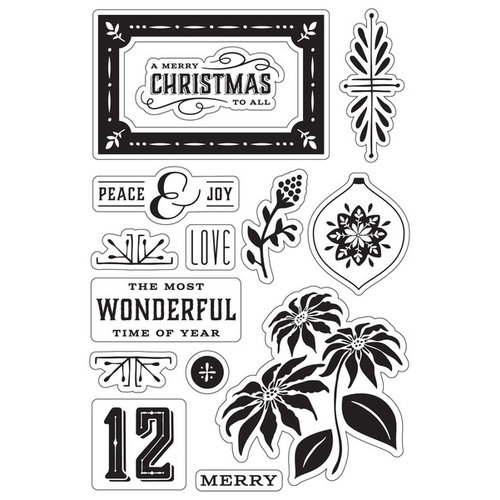 Hero Arts - BasicGrey - Evergreen Collection - Christmas - Clear Acrylic Stamps - Peace and Joy Christmas