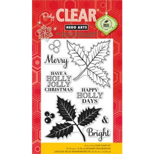 Hero Arts - Poly Clear - Christmas - Clear Acrylic Stamps - Holly Jolly