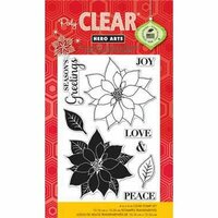 Hero Arts - Poly Clear - Christmas - Clear Acrylic Stamps - Peace Poinsettias