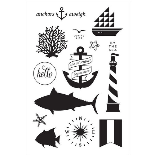 Hero Arts - BasicGrey - Adrift Collection - Clear Acrylic Stamps - Anchors Aweigh