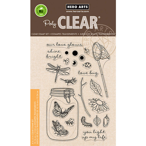 Hero Arts - Critters Collection - Clear Photopolymer Stamps - Mason Jar Bugs