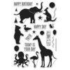 Hero Arts - Friendly Critters Collection - Clear Photopolymer Stamps - Birthday Animal Silhouettes