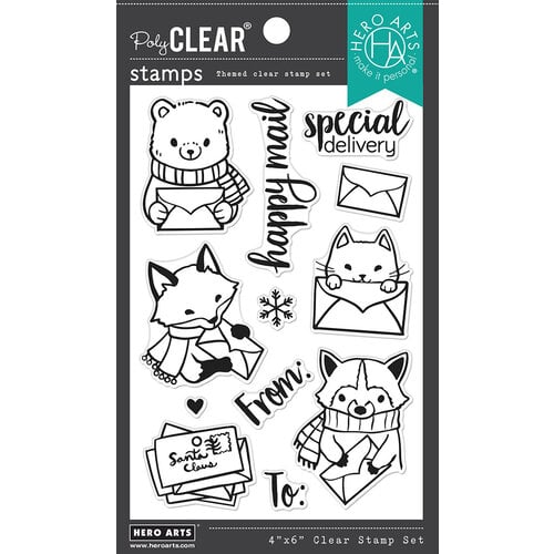Hero Arts - Clear Photopolymer Stamps - Winter Mail Critters