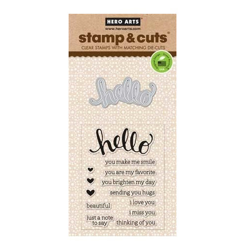 Hero Arts - Die and Clear acrylic Stamp Set - Hello