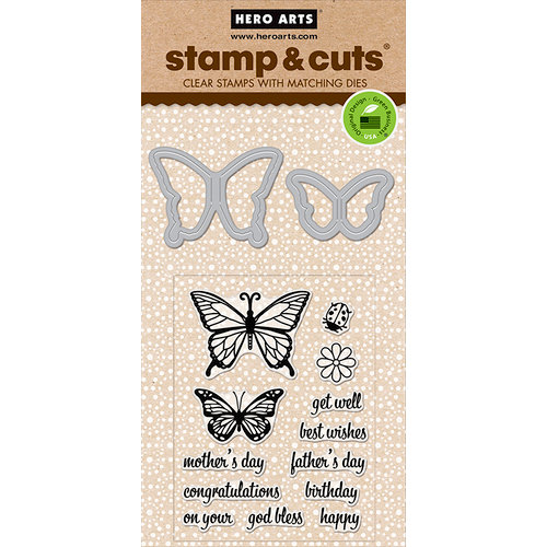 Hero Arts - Critters Collection - Die and Clear Photopolymer Stamp Set - Butterfly Pair