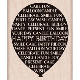 Hero Arts - Wood Block - Wood Mounted Stamp - Birthday Balloon