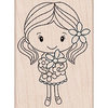 Hero Arts - Woodblock - Wood Mounted Stamps - Girl Holding Flowers