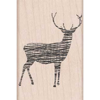 Hero Arts - Woodblock - Christmas - Wood Mounted Stamps - Cross-Hatch Reindeer