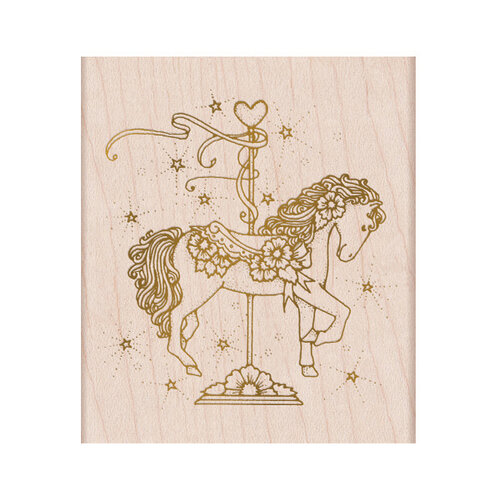 Hero Arts - From The Vault - Woodblock - Wood Mounted Stamps - Floral Carousel Filly