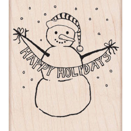 Hero Arts - Woodblock - Christmas - Wood Mounted Stamps - Happy Holidays Snowman