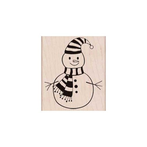 Hero Arts - Woodblock - Christmas - Wood Mounted Stamps - Striped Scarf Snowman
