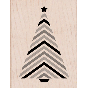 Hero Arts - Woodblock - Christmas - Wood Mounted Stamps - Striped Tree with Star