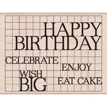 Hero Arts - Wood Block - Wood Mounted Stamp - Happy Birthday Grid