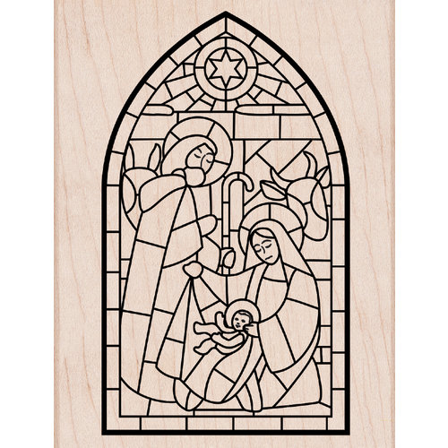 Hero Arts - Christmas - Woodblock - Wood Mounted Stamps - Stainglass Window