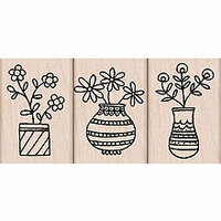 Hero Arts - Woodblock - Wood Mounted Stamps - Vase Trio