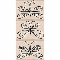 Hero Arts - Woodblock - Wood Mounted Stamps - Designer Butterflies Trio