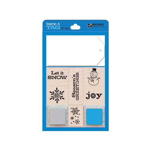 Hero Arts - Stamp a Tag - Wood Mounted Stamp and Tag Set - Blue