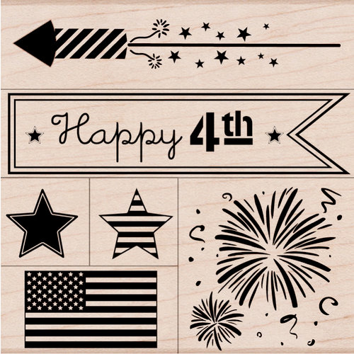 Hero Arts - Woodblock - Wood Mounted Stamps - Happy 4th