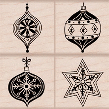 Hero Arts - Woodblock - Christmas - Wood Mounted Stamps - Four Ornaments