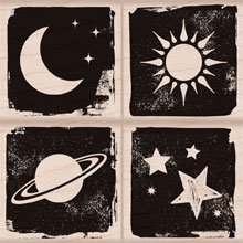 Hero Arts - Woodblock - Wood Mounted Stamps - Moon and Stars