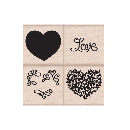 Hero Arts - 2016 Valentines Collection - Woodblock - Wood Mounted Stamps - Color Layering Love Heart Set