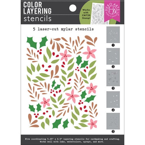 Hero Arts - Shop Box Collection - Color Layering Stencils - Christmas Foliage