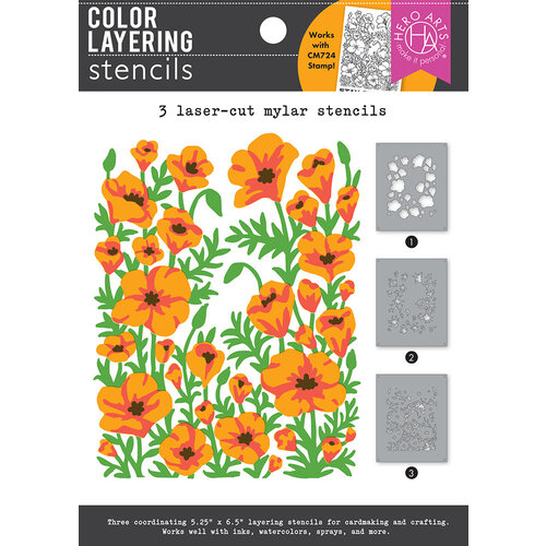 Hero Arts - Color Layering Stencils - Golden Poppies