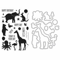 Hero Arts - Die and Clear Photopolymer Stamp Set - Birthday Animal Silhouettes