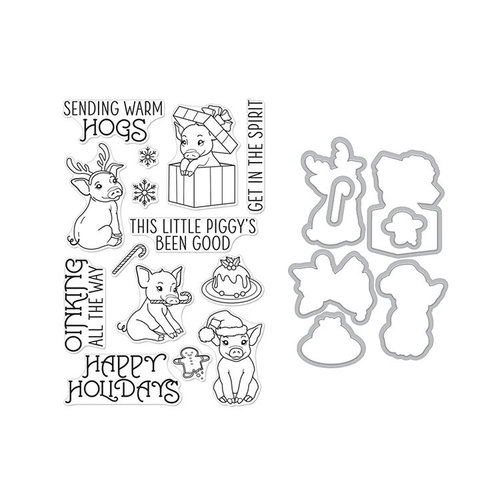 Hero Arts- Season of Wonder Collection - Christmas - Die and Clear Photopolymer Stamp Set - Sending Warm Hogs