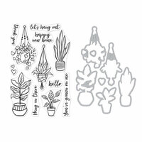 Hero Arts - Die and Clear Photopolymer Stamp Set - Hang In There Potted Plants