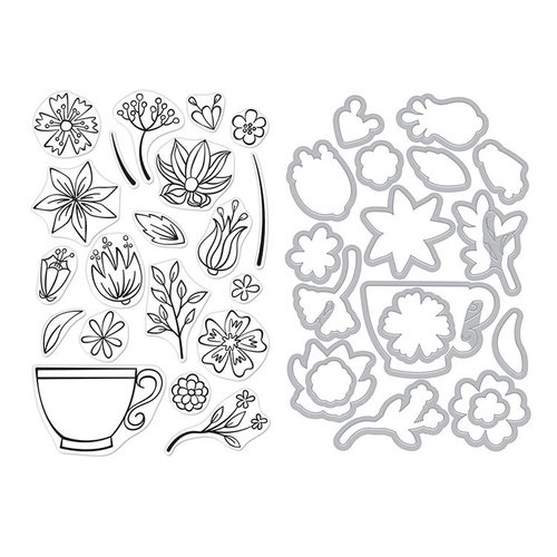 Hero Arts - Die and Clear Photopolymer Stamp Set - Teacup Flowers