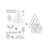 Hero Arts - Christmas - Die and Clear Photopolymer Stamp Set - Graphic Lines Holiday